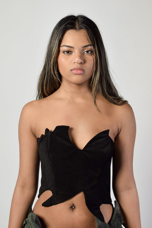 Suede top 
Strapless