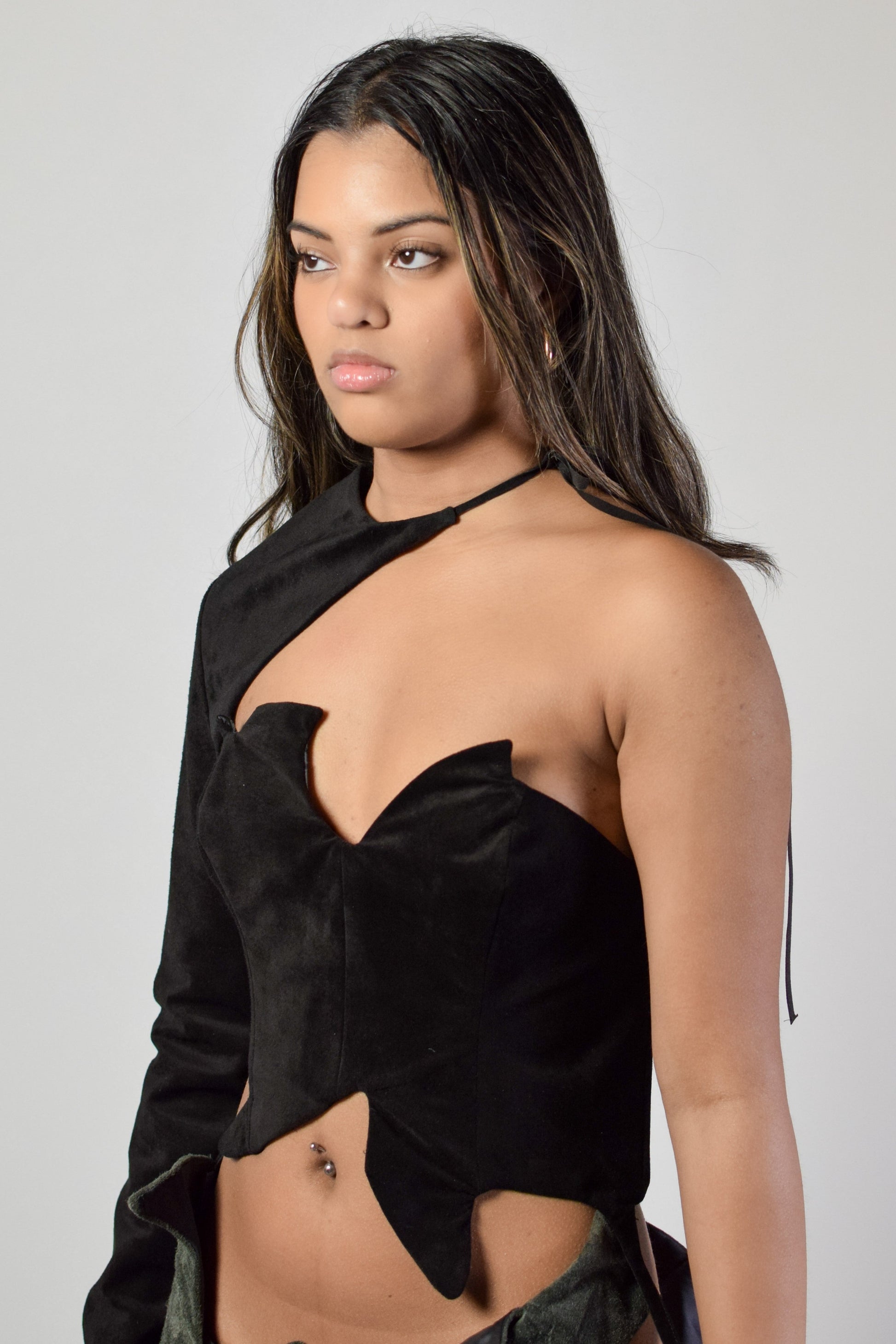Leather crop top 
Suede bustier 
Ready to wear 
Sleeveless top